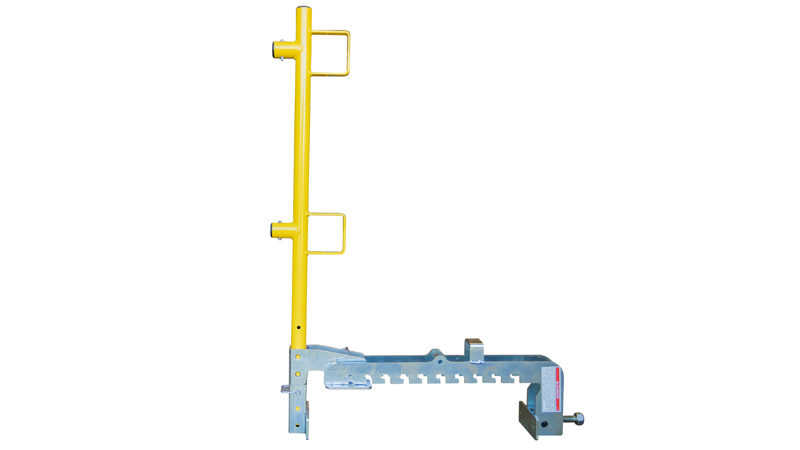 Combo clamp with combination stanchion for loop-end rails or 2X4 lumber